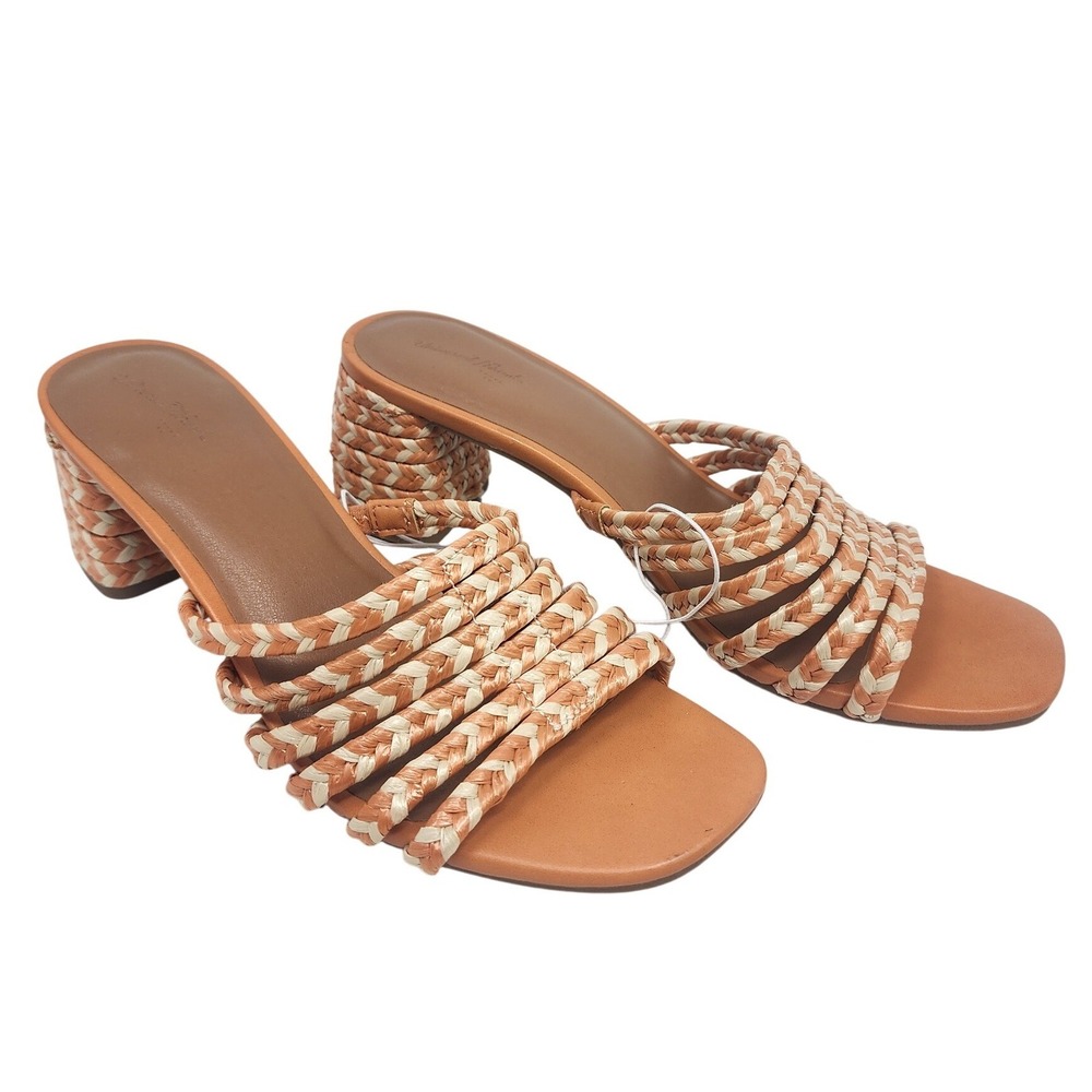 Universal Thread Womens Braided Multi Strap Block Heel Sandals Tangerine 8.5 NEW